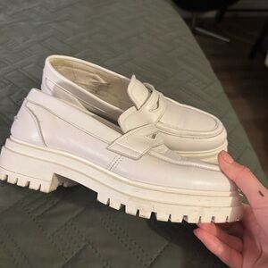 White Leather Loafers